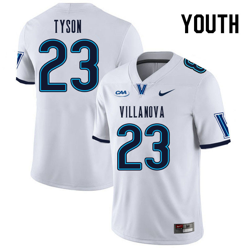 Youth #23 Jamie Tyson Villanova Wildcats College Football Jerseys Stitched Sale-White